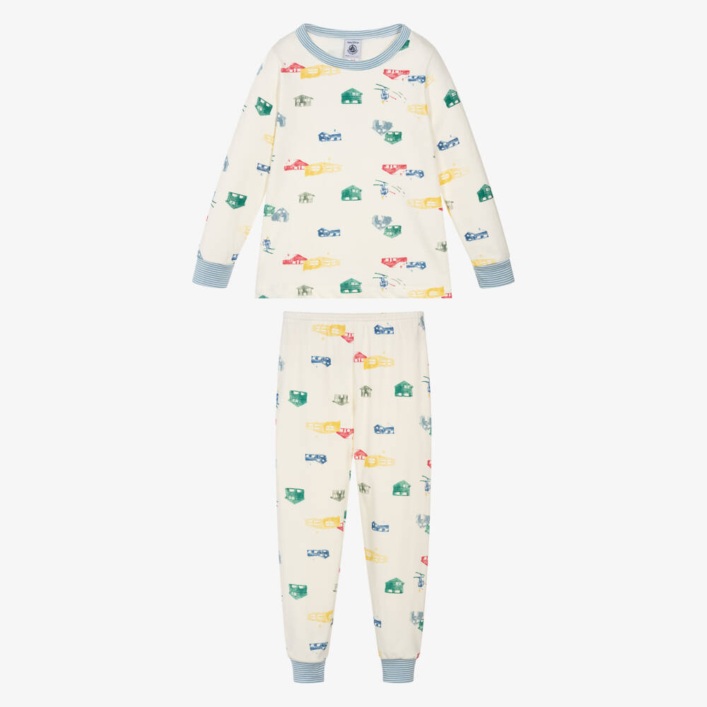 Petit Bateau-Boys Ivory Cotton Chalet Print Pyjamas | Childrensalon Outlet