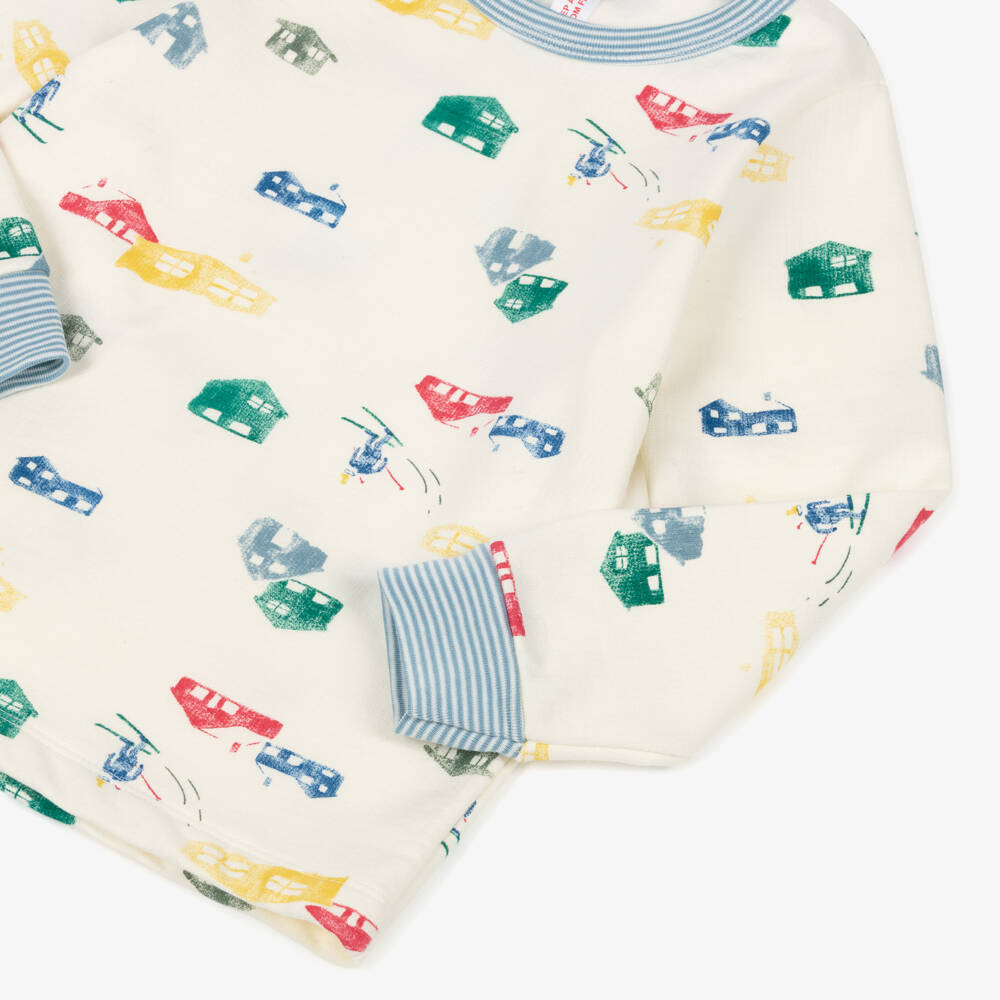 Petit Bateau-Boys Ivory Cotton Chalet Print Pyjamas | Childrensalon Outlet