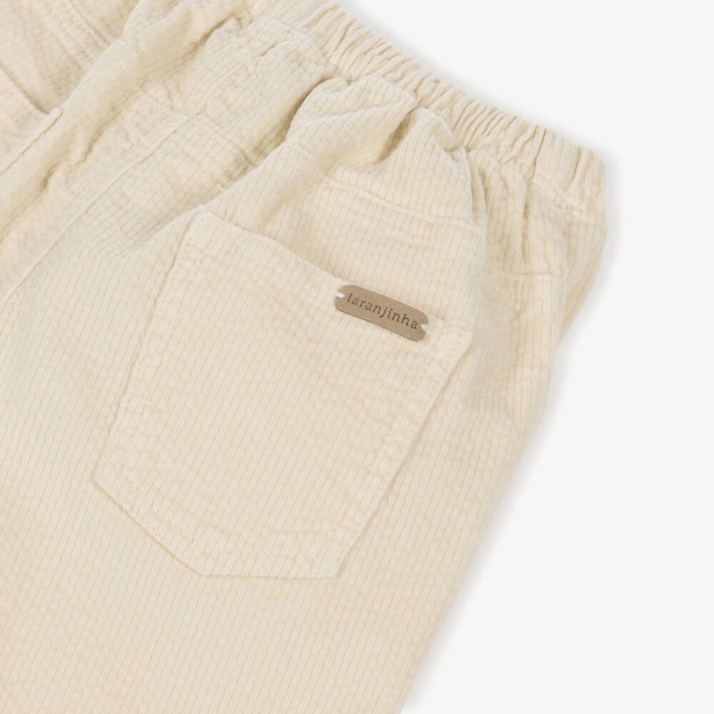 Laranjinha-Boys Ivory Cotton Corduroy Trousers | Childrensalon Outlet