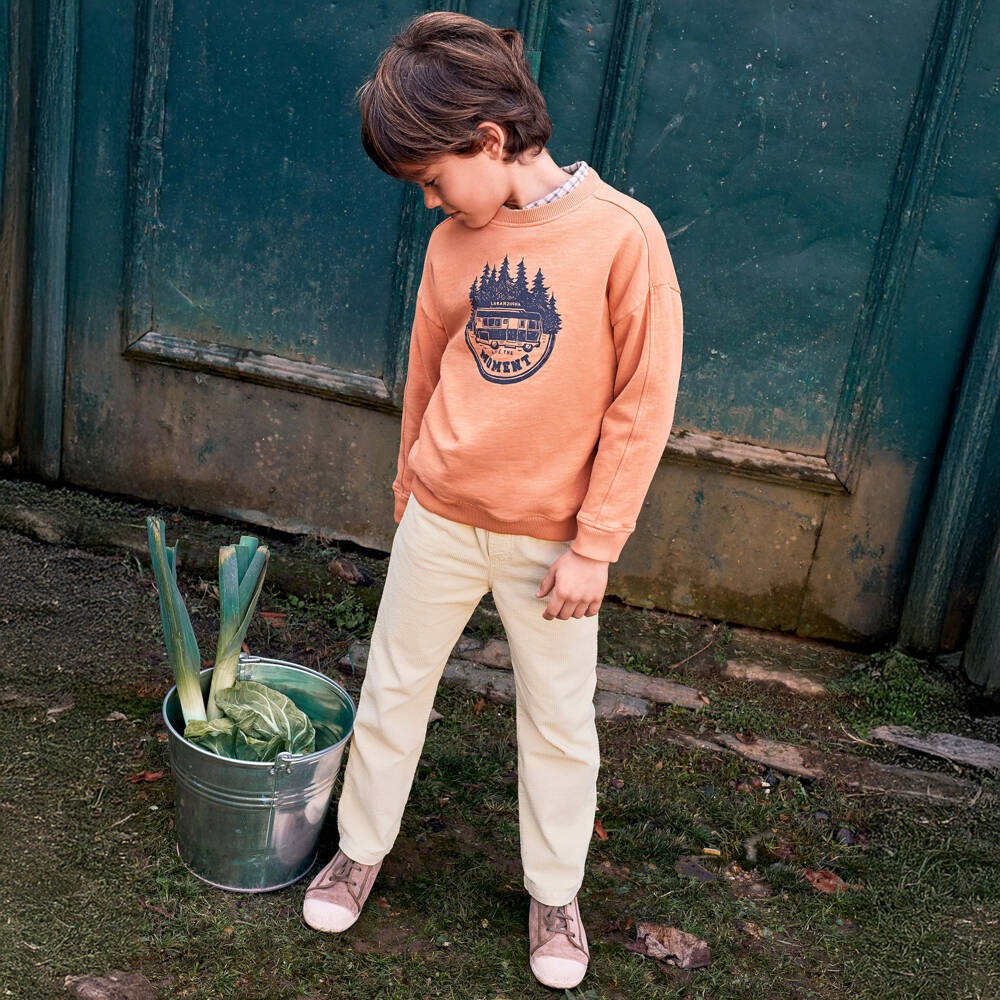 Laranjinha-Boys Ivory Cotton Corduroy Trousers | Childrensalon Outlet