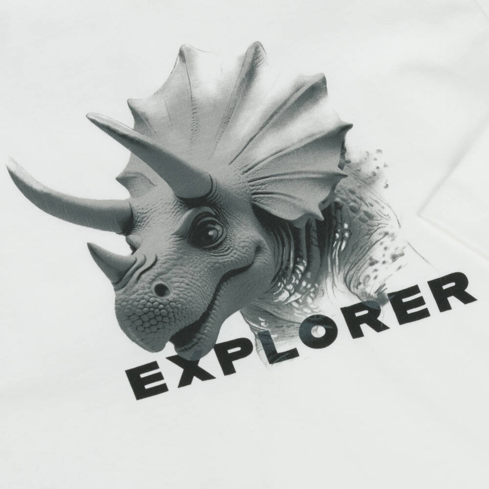 Mayoral-Boys Ivory Cotton Dinosaur Top | Childrensalon Outlet