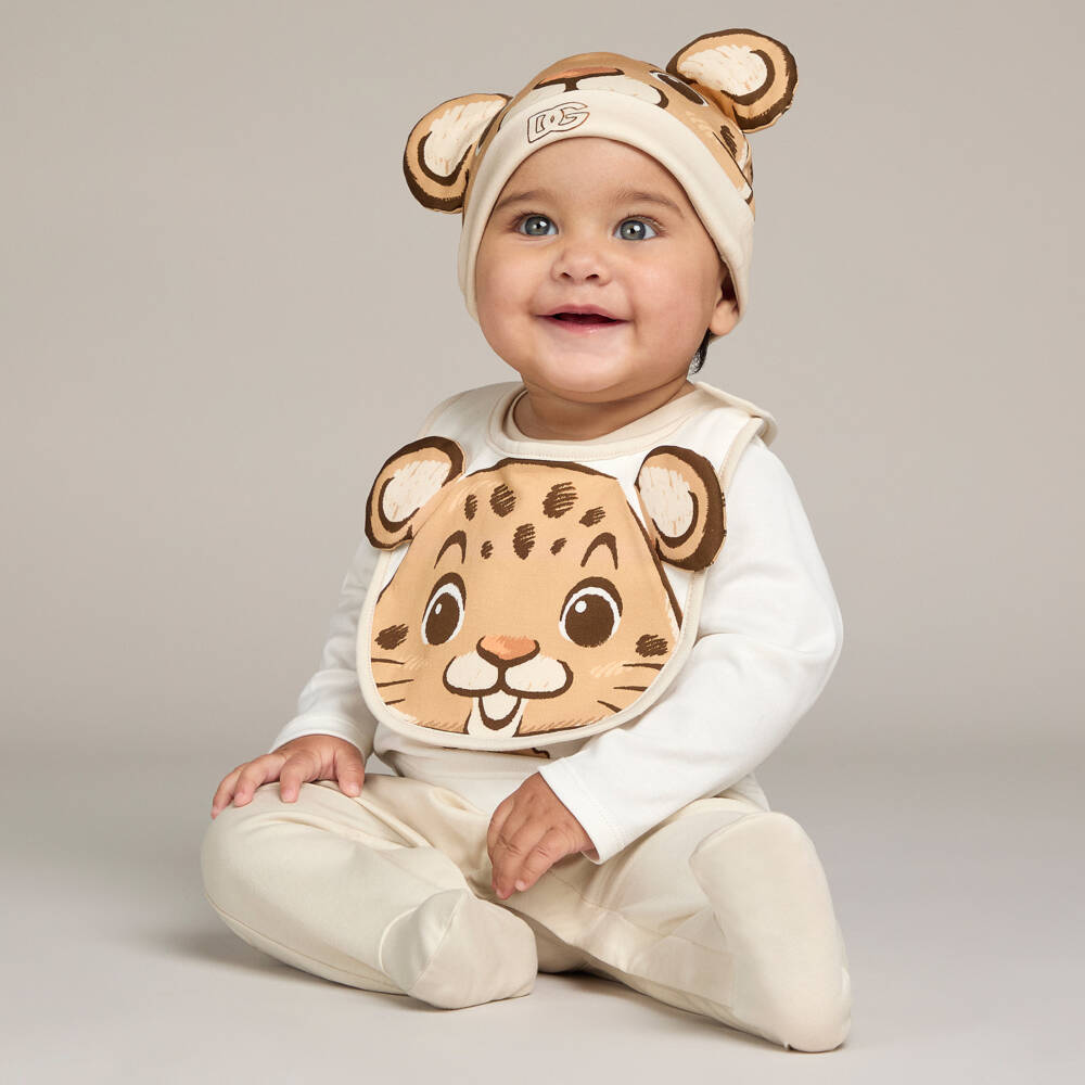 Dolce & Gabbana-Boys Ivory Cotton Leopard Cub Babysuit Set | Childrensalon Outlet