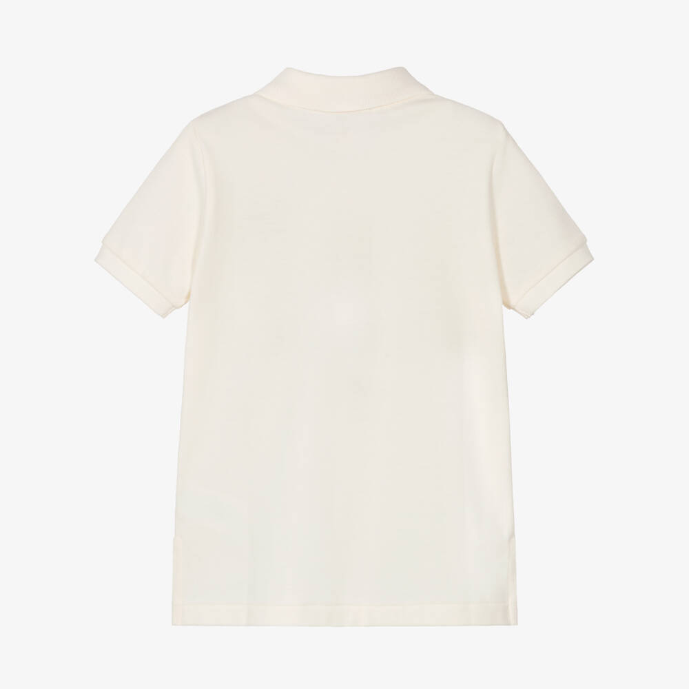 Ralph Lauren-Boys Ivory Cotton Piqué Embroidered Polo Shirt | Childrensalon Outlet