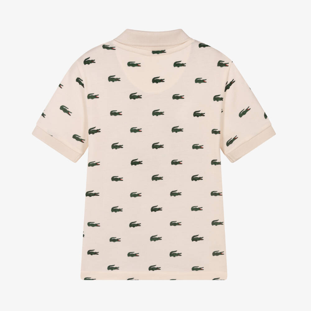 Lacoste-Boys Ivory Cotton Piqué Crocodile Polo Shirt | Childrensalon Outlet
