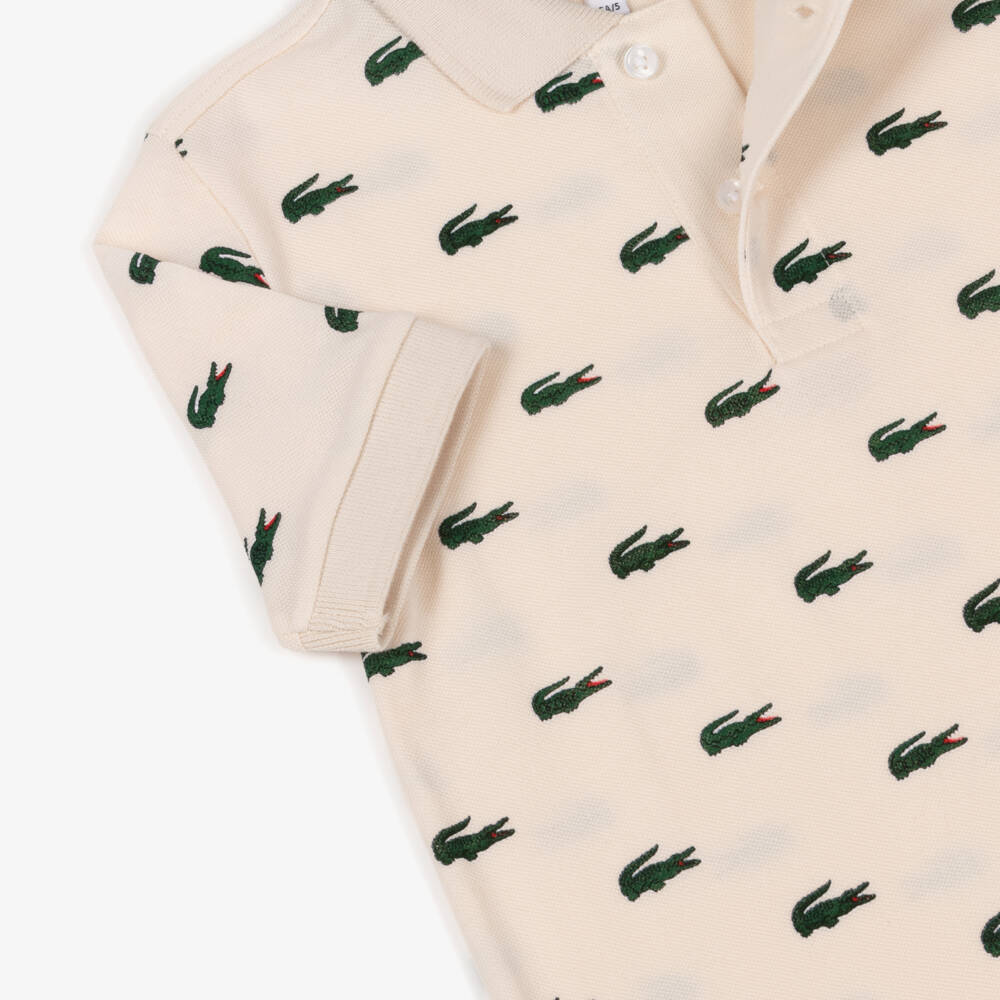 Lacoste-Boys Ivory Cotton Piqué Crocodile Polo Shirt | Childrensalon Outlet