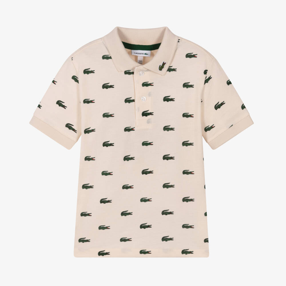 Lacoste-Boys Ivory Cotton Piqué Crocodile Polo Shirt | Childrensalon Outlet