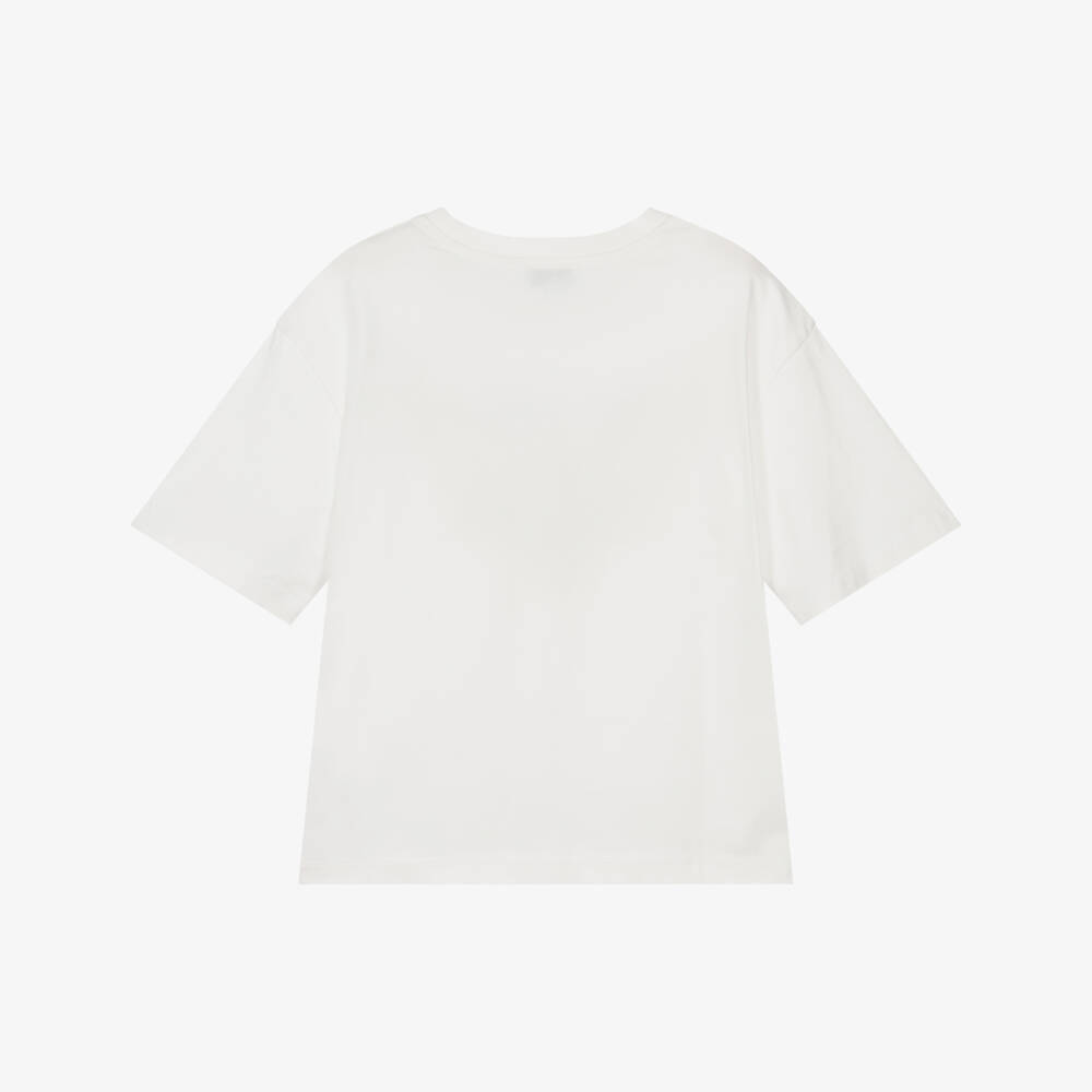 MARC JACOBS-Boys Ivory Cotton T-Shirt with Black Logo | Childrensalon Outlet