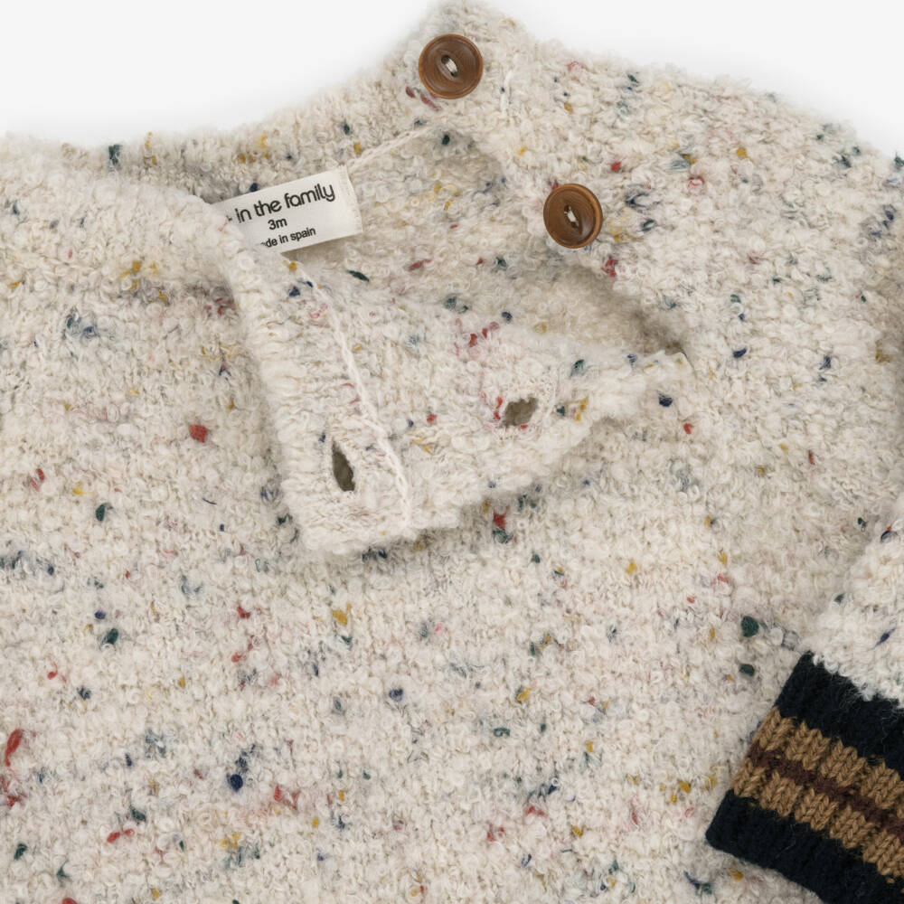 1 + in the family-Boys Ivory Flecked Bouclé Knit Jumper | Childrensalon Outlet