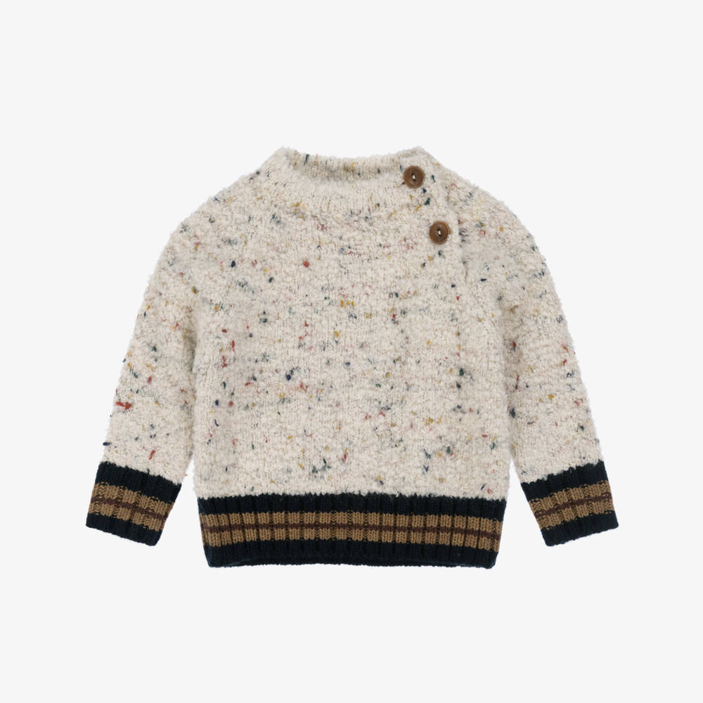 1 + in the family-Boys Ivory Flecked Bouclé Knit Jumper | Childrensalon Outlet