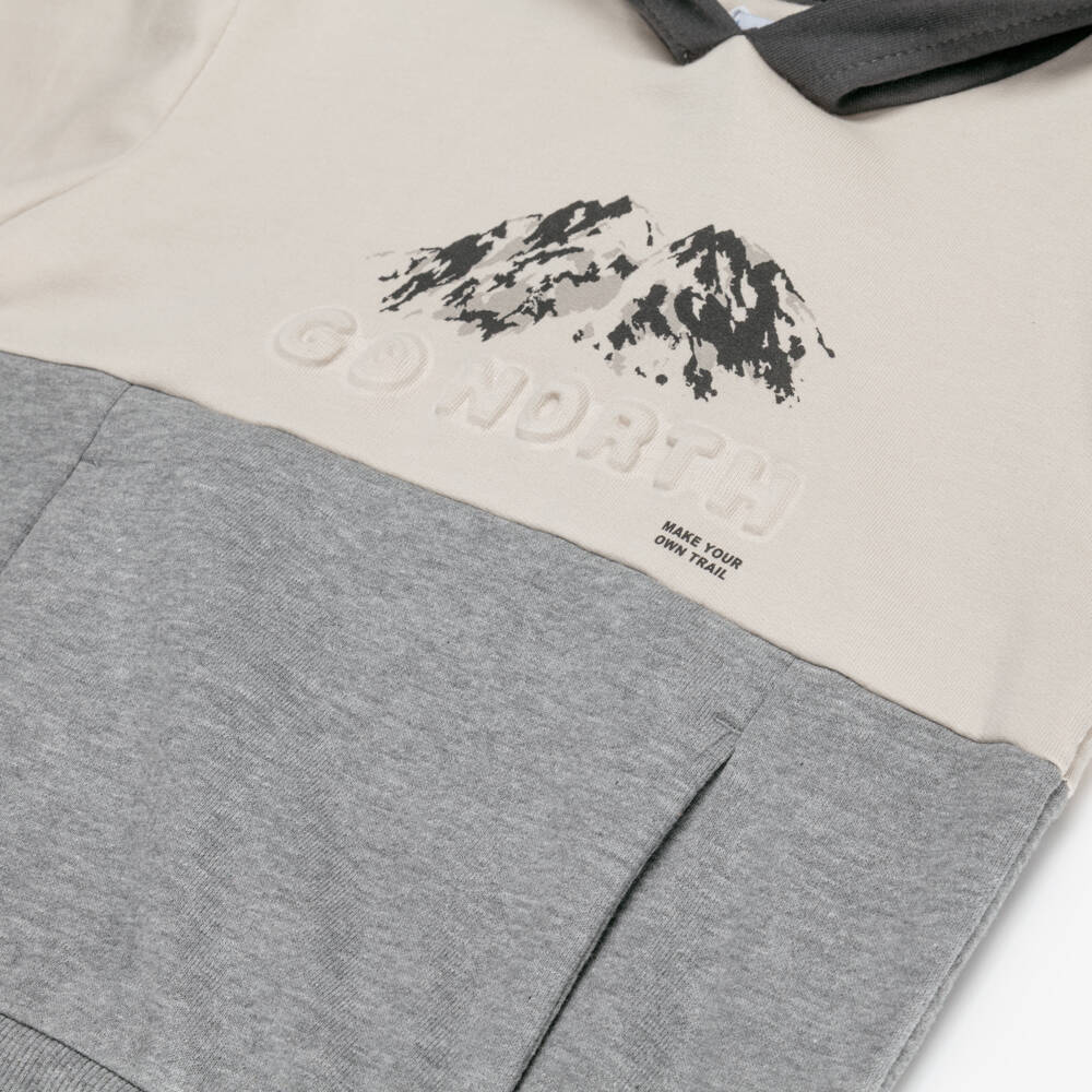 Mayoral-Boys Ivory & Grey Cotton Tracksuit Set | Childrensalon Outlet