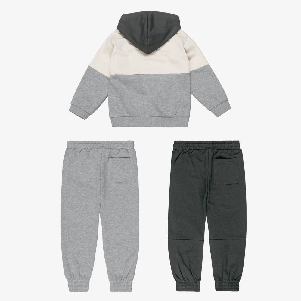 Mayoral-Boys Ivory & Grey Cotton Tracksuit Set | Childrensalon Outlet