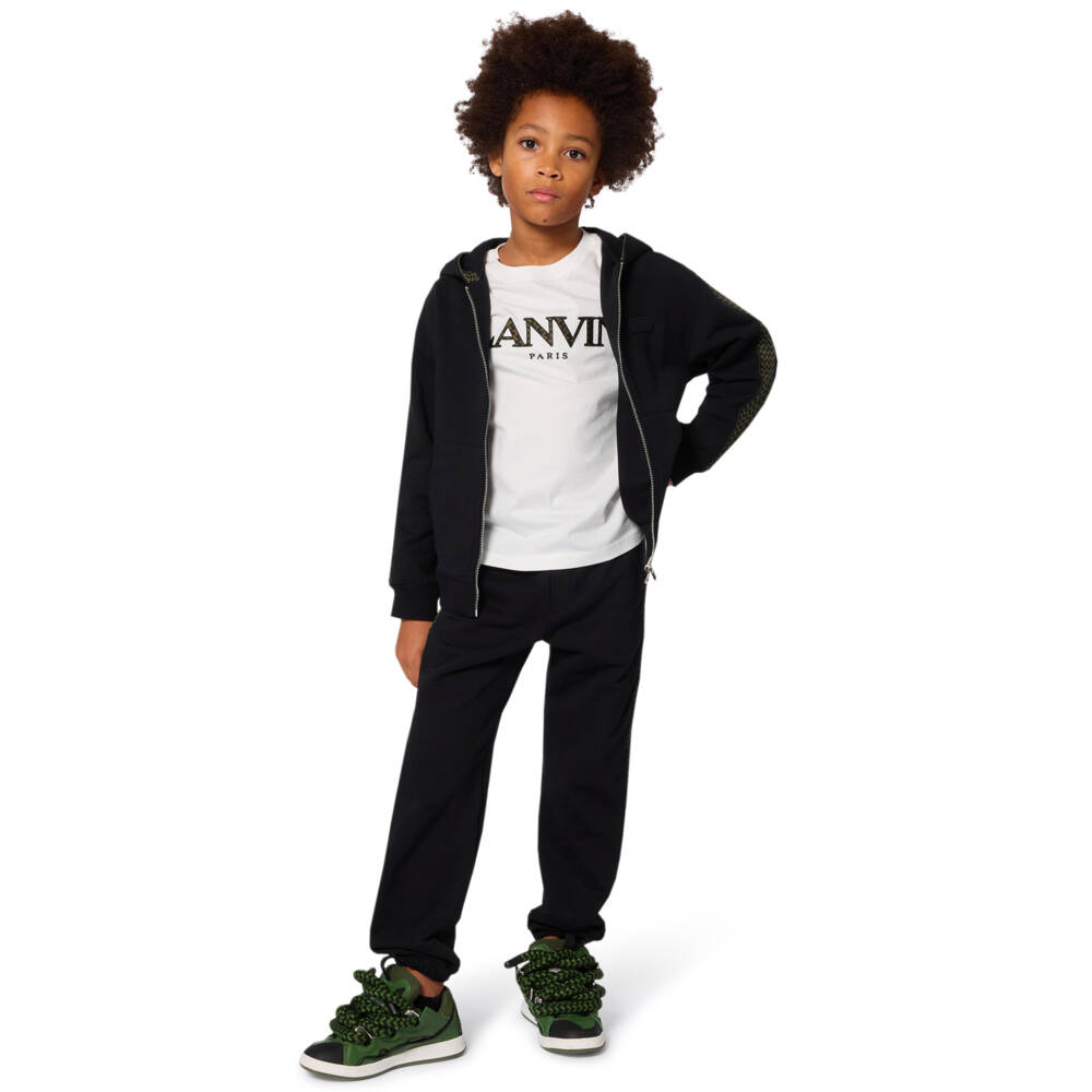 Lanvin-Boys Ivory Organic Cotton Crew Neck T-Shirt | Childrensalon Outlet