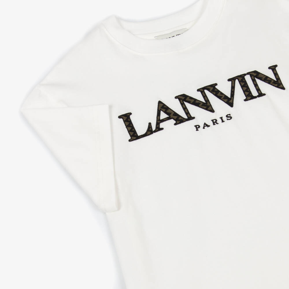 Lanvin-Boys Ivory Organic Cotton Crew Neck T-Shirt | Childrensalon Outlet