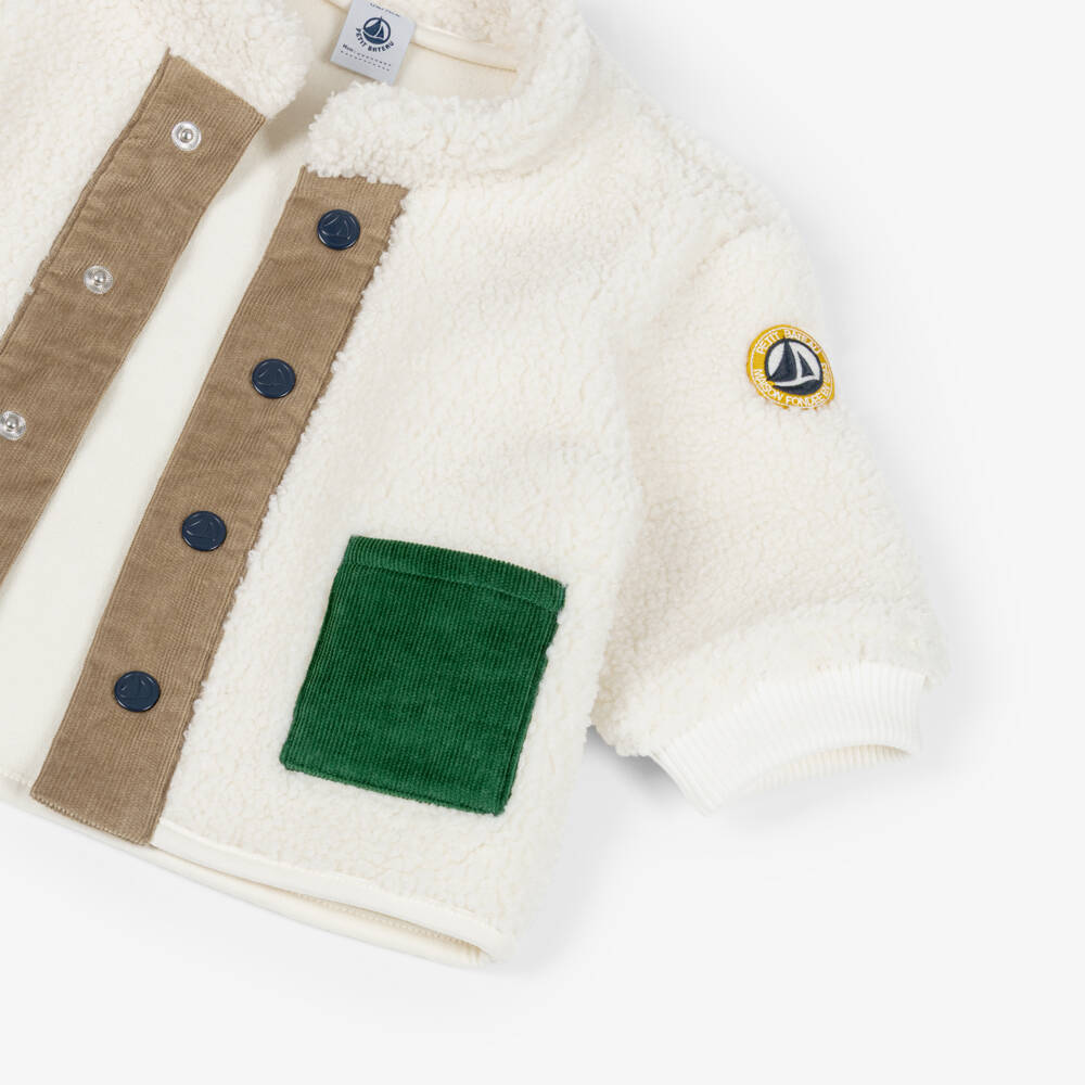 Petit Bateau-Boys Ivory Sherpa Fleece Jacket | Childrensalon Outlet