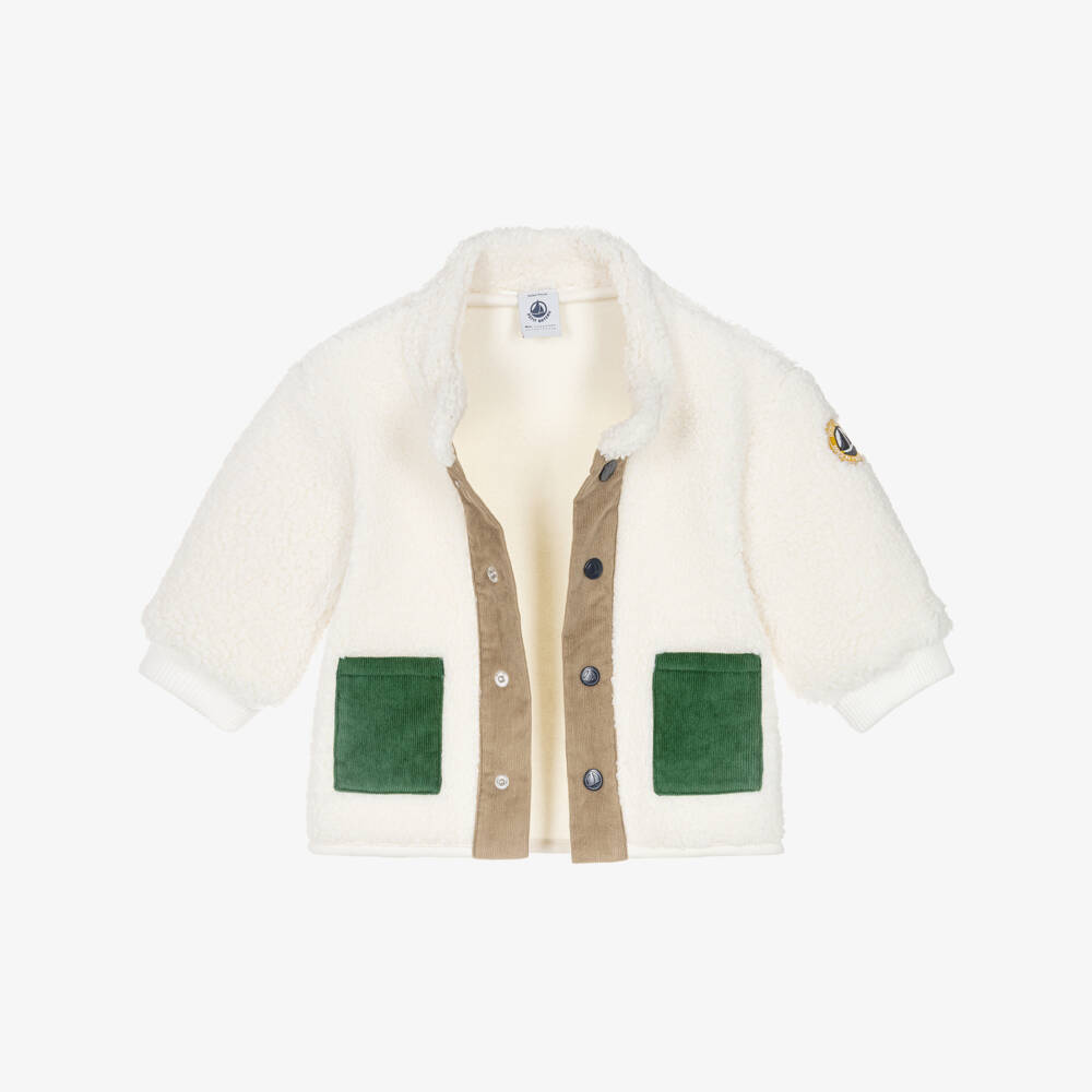Petit Bateau-Boys Ivory Sherpa Fleece Jacket | Childrensalon Outlet