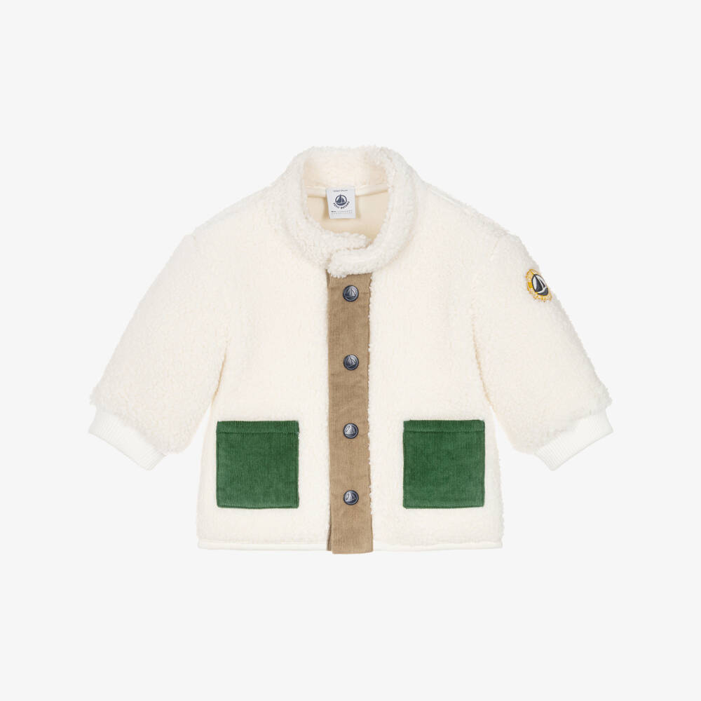 Petit Bateau-Boys Ivory Sherpa Fleece Jacket | Childrensalon Outlet