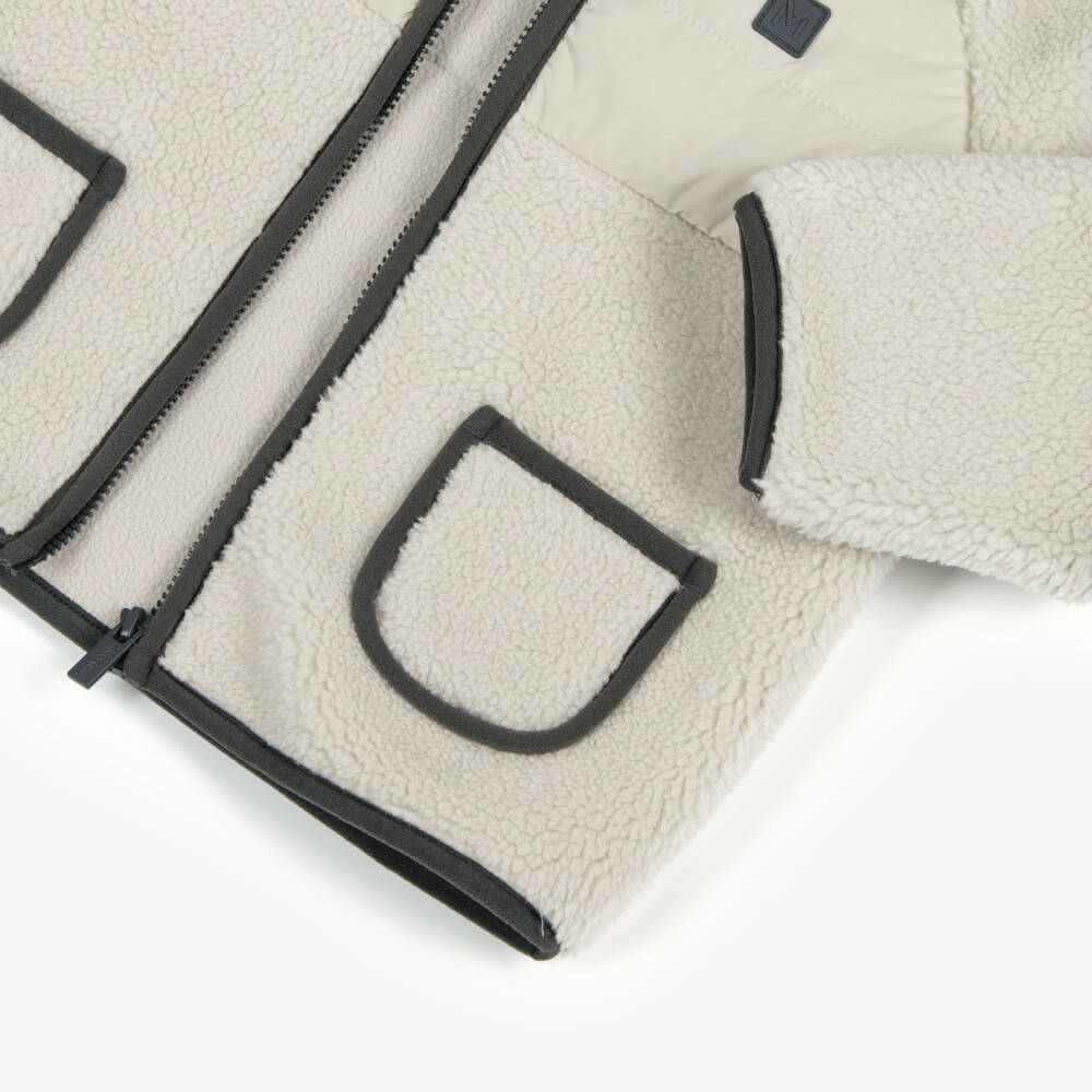 Mayoral-Boys Ivory Sherpa Fleece Zip-Up Jacket | Childrensalon Outlet