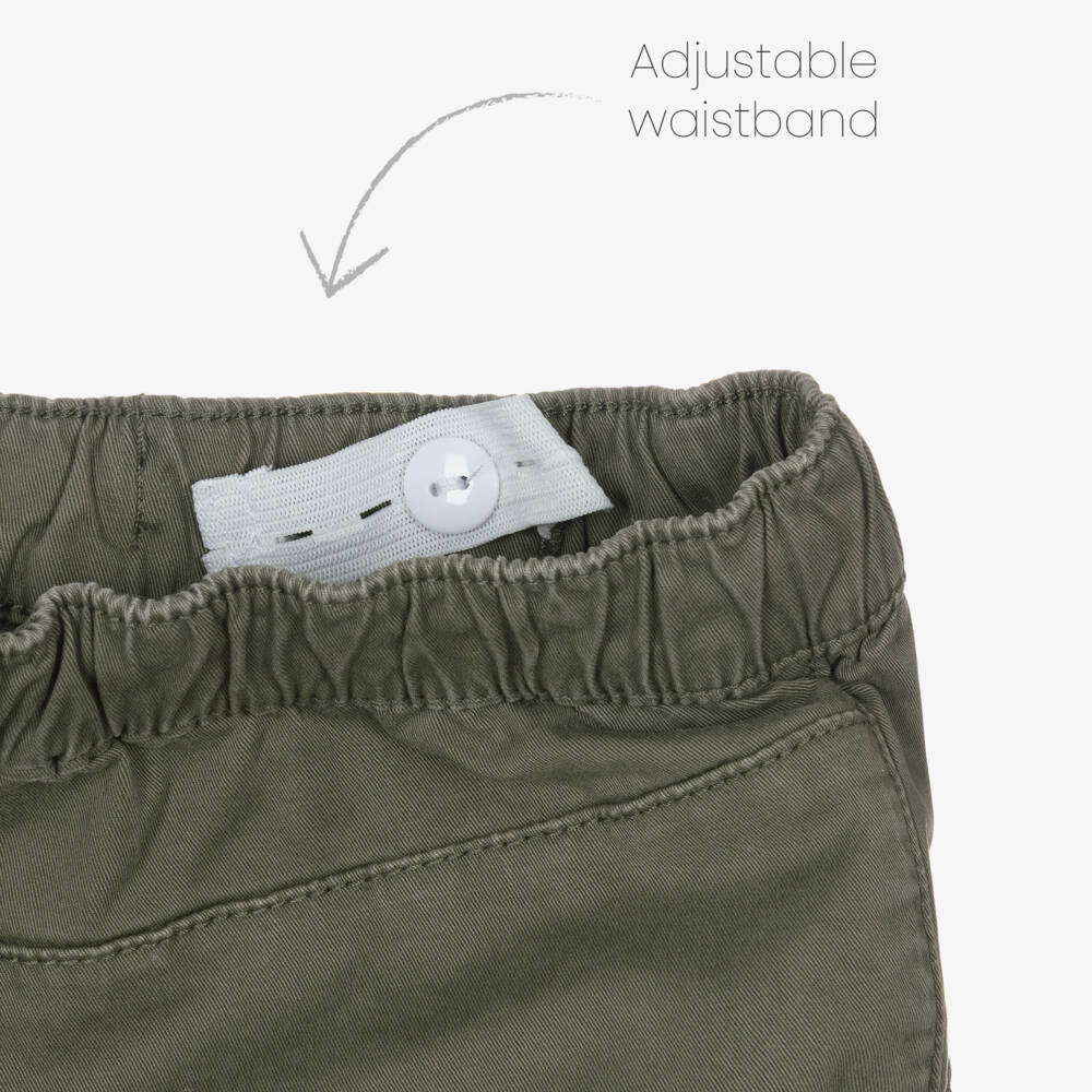 iDO-Boys Khaki Green Cotton Cargo Trousers | Childrensalon Outlet