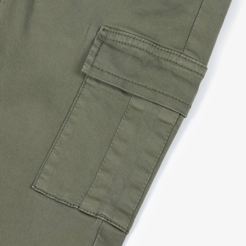 iDO-Boys Khaki Green Cotton Cargo Trousers | Childrensalon Outlet