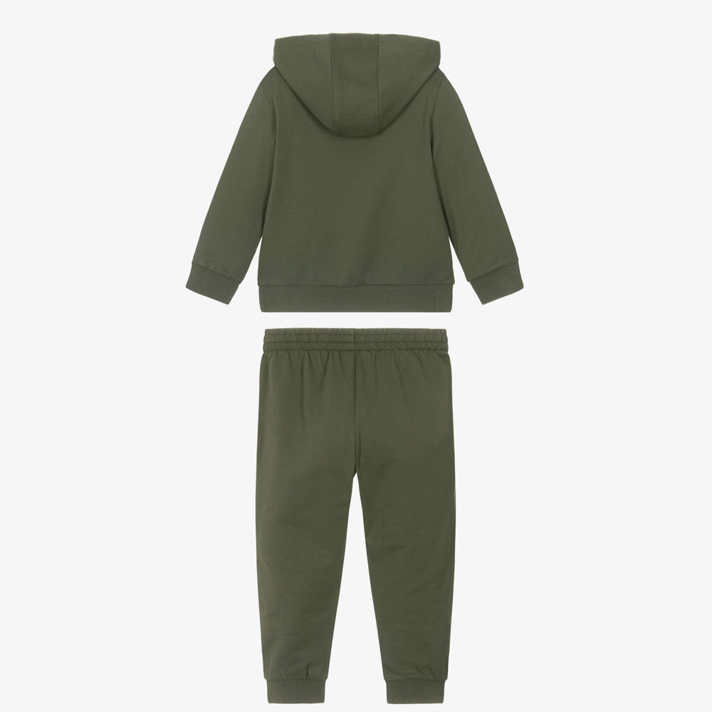 EA7 Emporio Armani-Boys Khaki Green Cotton EA7 Logo Tracksuit | Childrensalon Outlet
