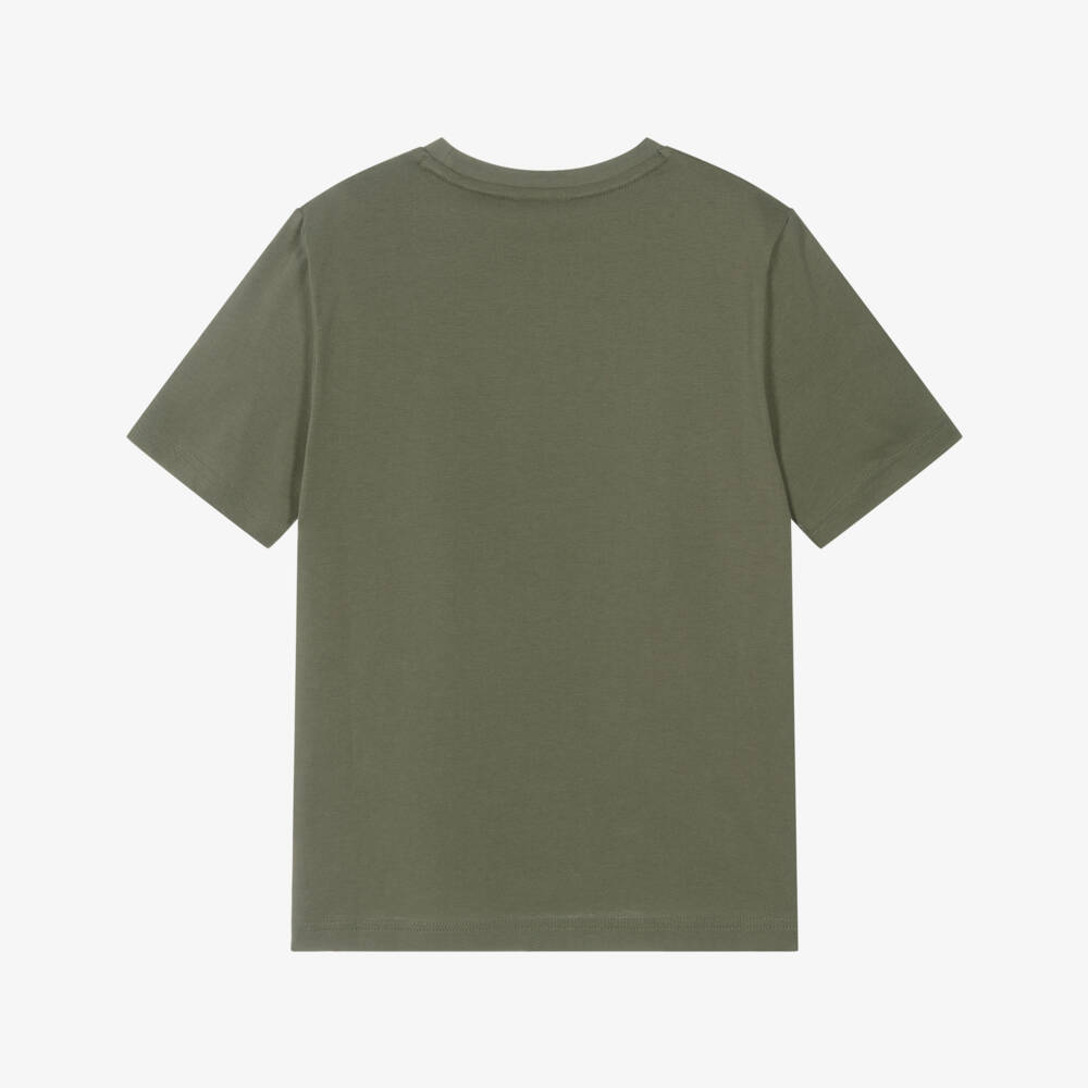 BOSS-Boys Khaki Green Paint Splatter Cotton T-Shirt | Childrensalon Outlet