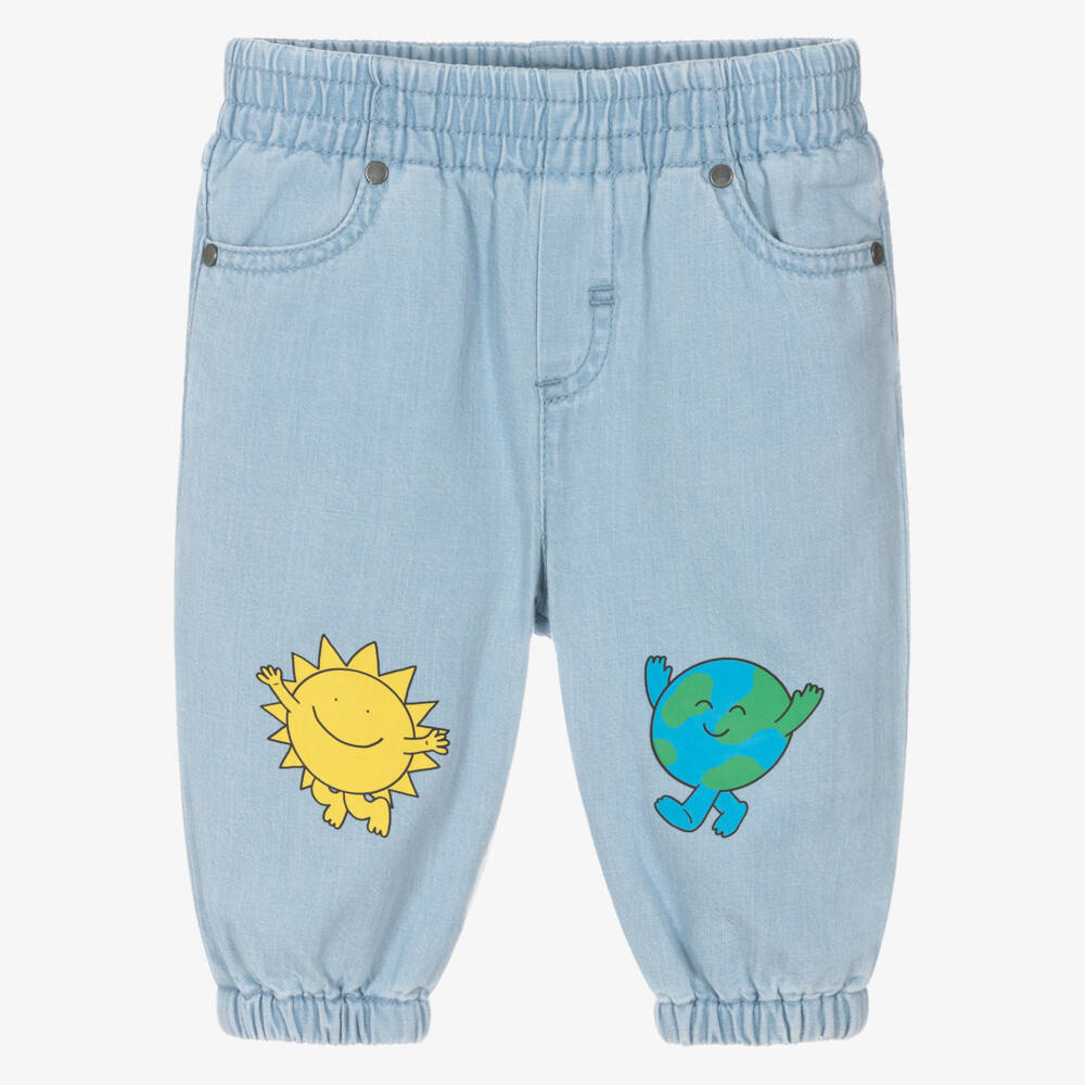 Stella McCartney Kids-Boys Light Blue Denim Earth & Sun Jeans | Childrensalon Outlet