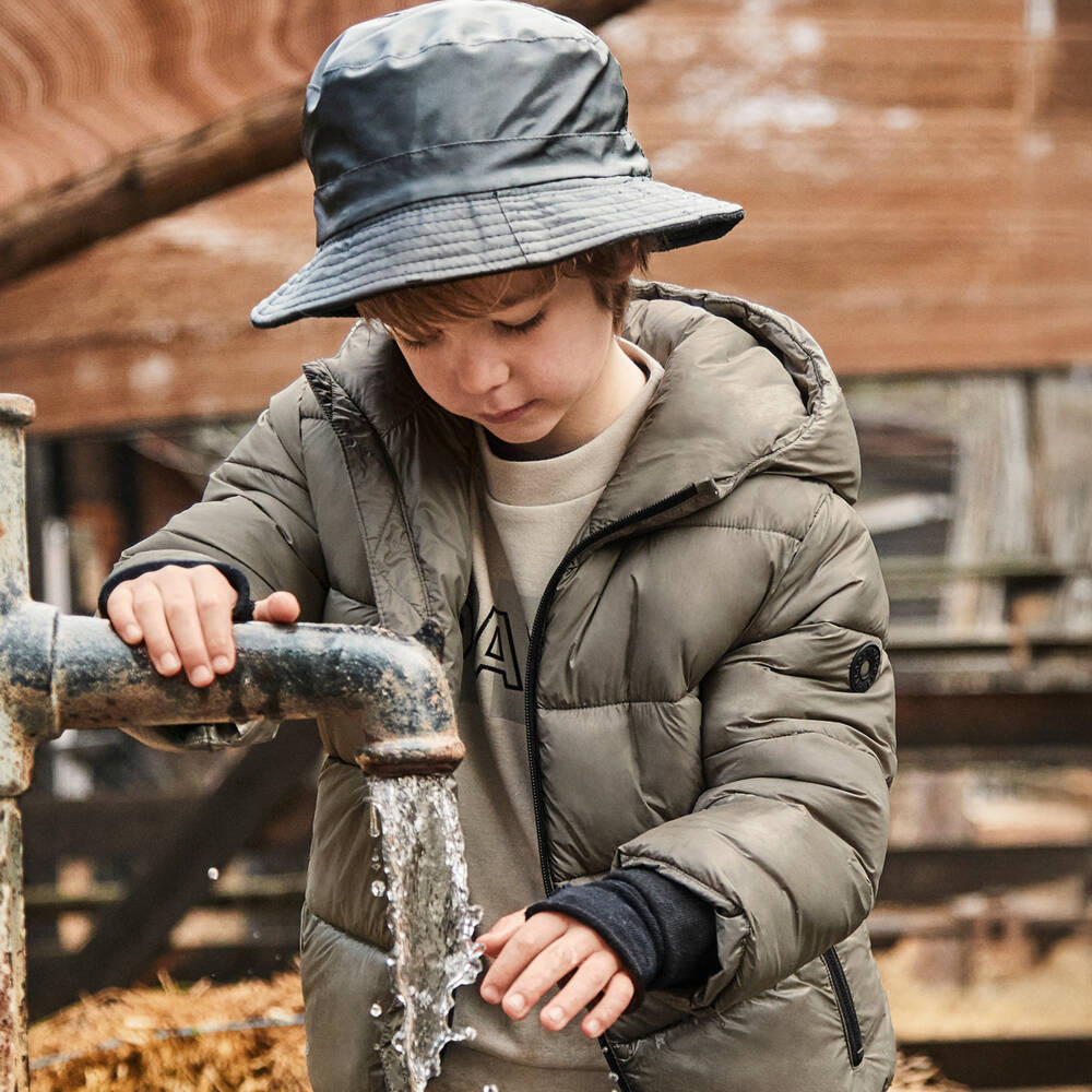 Mayoral-Boys Light Khaki Green Puffer Jacket | Childrensalon Outlet