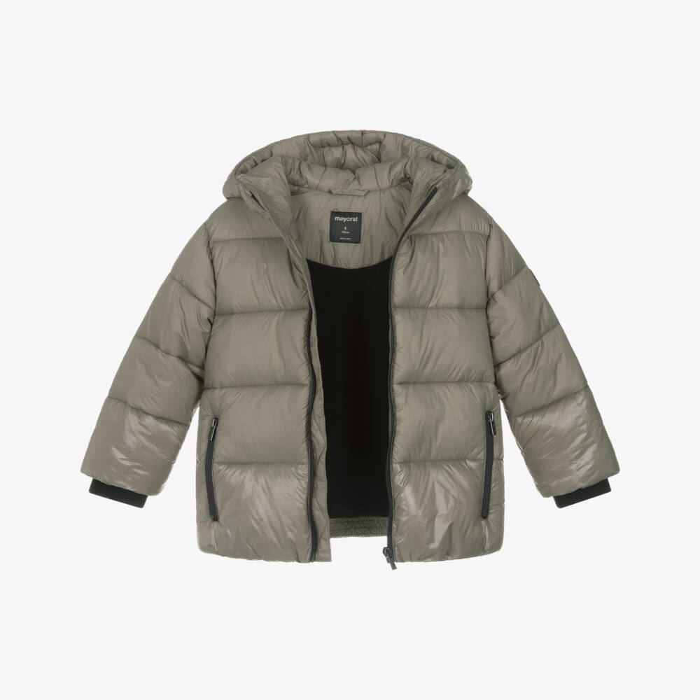Mayoral-Boys Light Khaki Green Puffer Jacket | Childrensalon Outlet