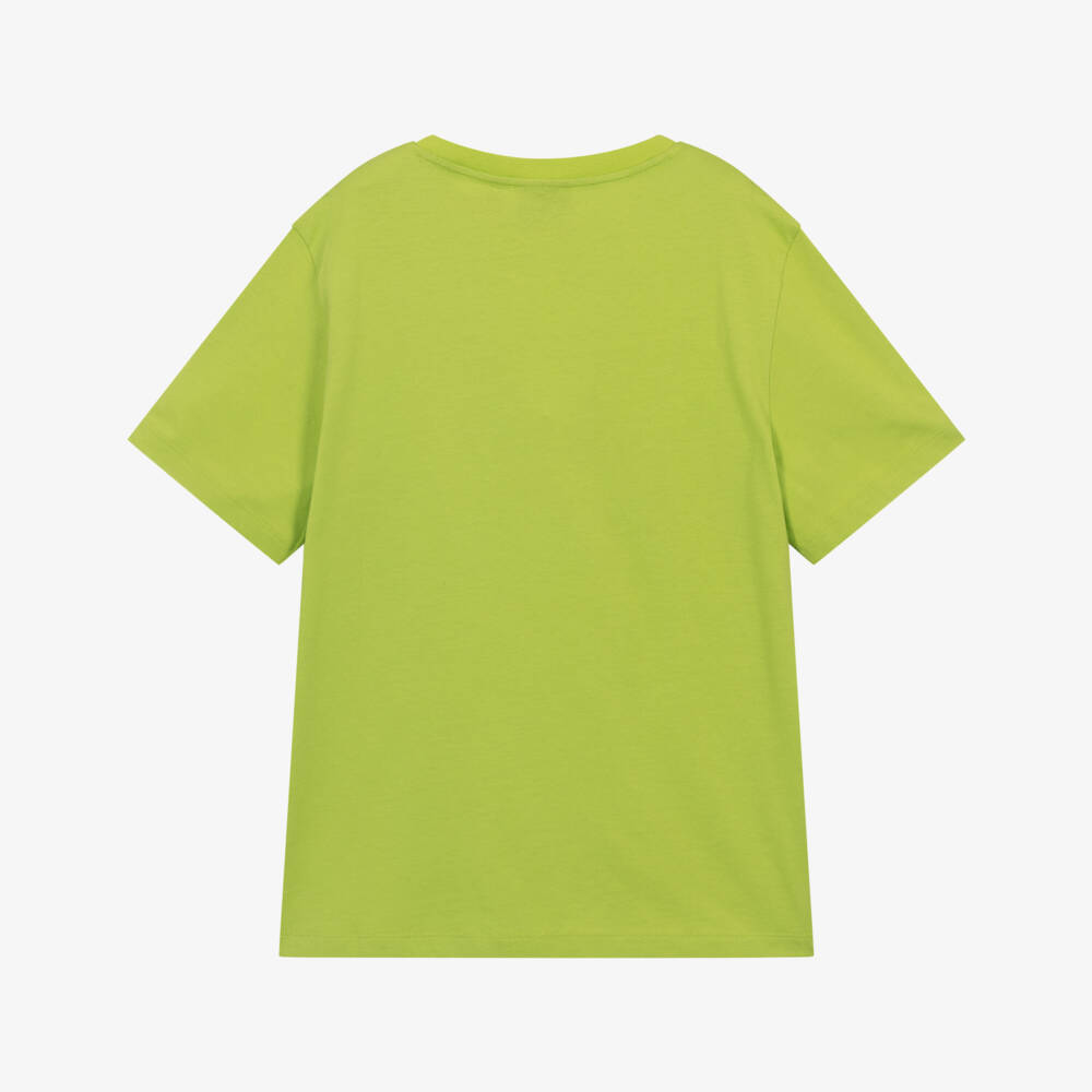 EA7 Emporio Armani-Boys Lime Green Cotton EA7 Logo T-Shirt | Childrensalon Outlet