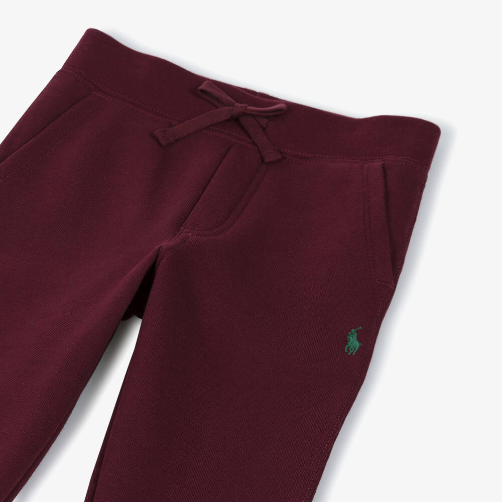 Ralph Lauren-Boys Maroon Red Cotton Pony Logo Joggers | Childrensalon Outlet