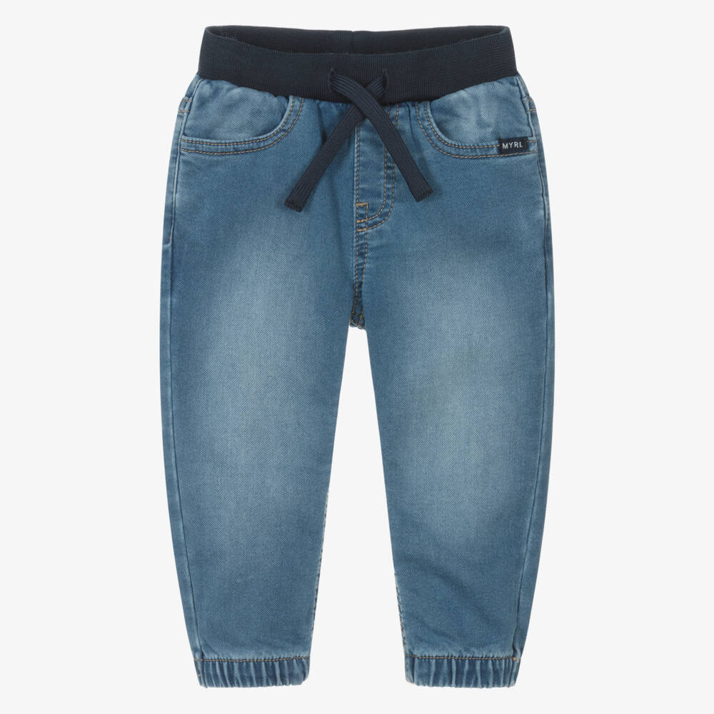 Mayoral-Boys Mid-Blue Denim Jogger-Style Jeans | Childrensalon Outlet