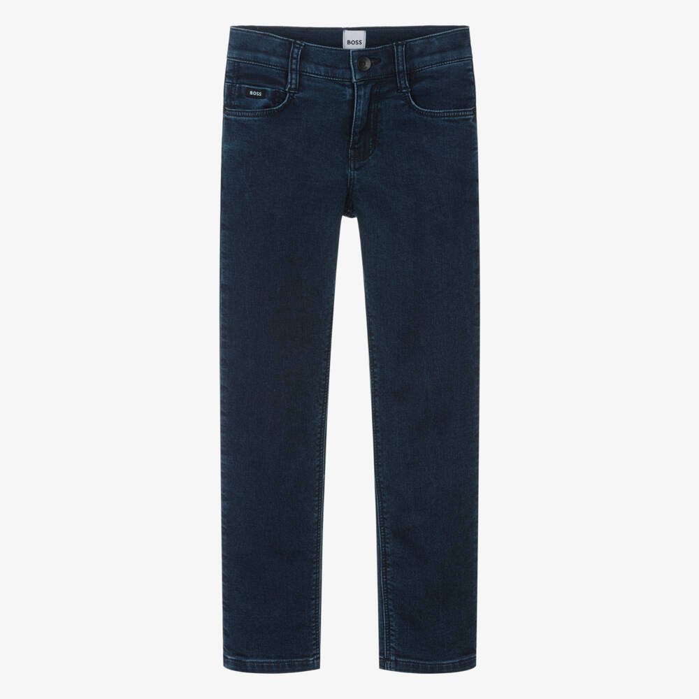 BOSS-Boys Mid-Blue Slim Fit Denim Jeans | Childrensalon Outlet