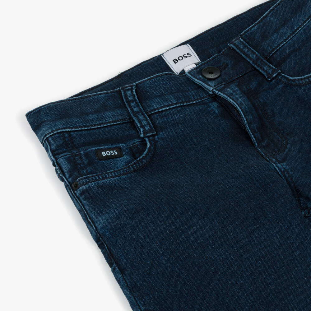 BOSS-Boys Mid-Blue Slim Fit Denim Jeans | Childrensalon Outlet