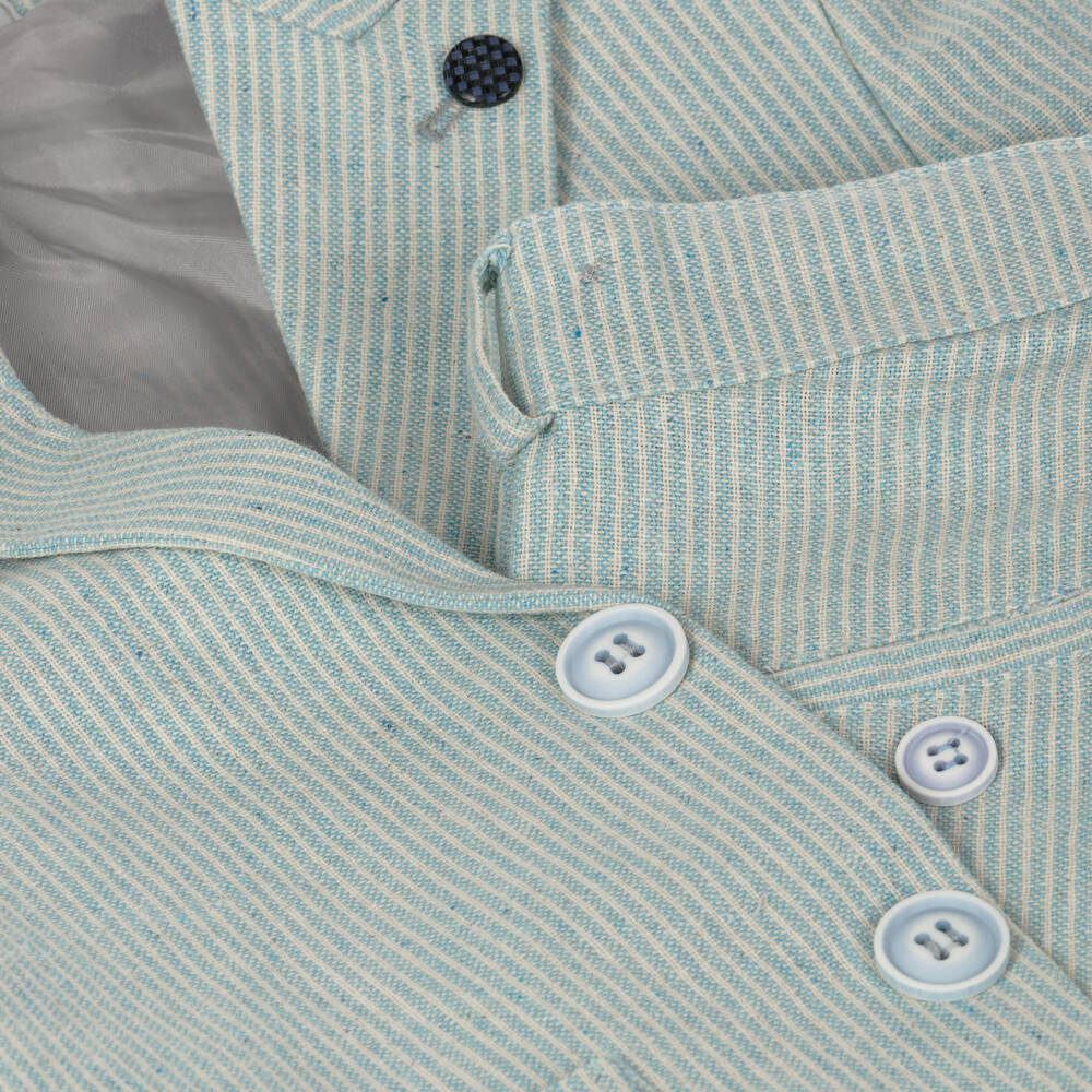 Beau KiD-Boys Mint Blue Cotton Stripe Shorts Suit | Childrensalon Outlet