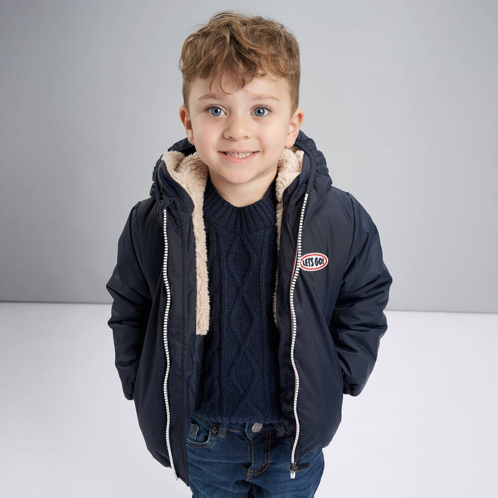 iDO-Boys Navy Blue Cable Knit Sweater | Childrensalon Outlet
