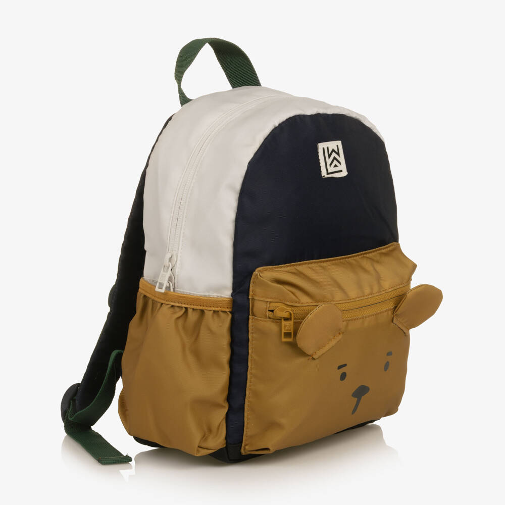 Liewood-Boys Navy Blue Colourblock Bear Backpack (27cm) | Childrensalon Outlet