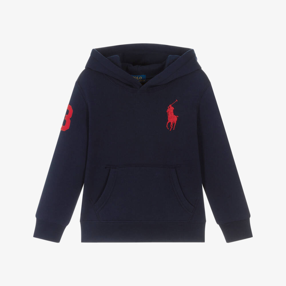 Ralph Lauren-Boys Navy Blue Cotton Big Pony Logo Hoodie | Childrensalon Outlet