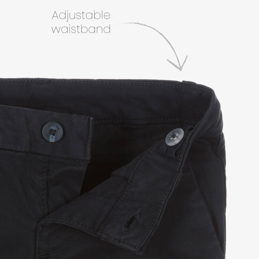 Mayoral-Boys Navy Blue Cotton Chino Trousers | Childrensalon Outlet