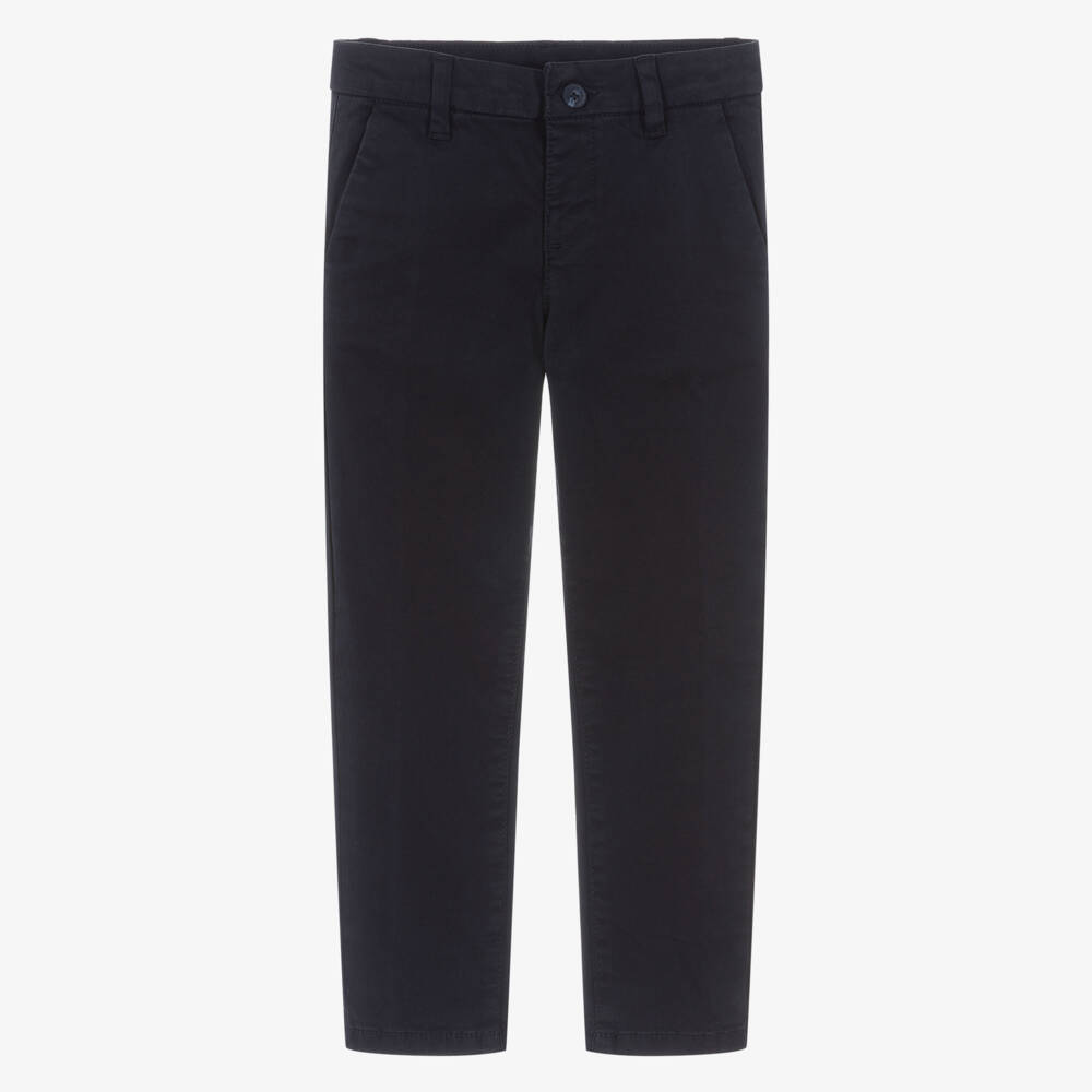 Mayoral-Boys Navy Blue Cotton Chino Trousers | Childrensalon Outlet