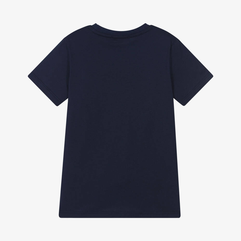 AIGNER-Boys Navy Blue Cotton Colourful Logo T-Shirt | Childrensalon Outlet