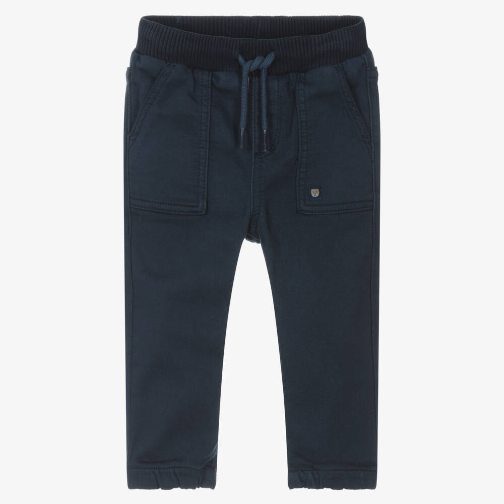 Mayoral-Boys Navy Blue Cotton Cuffed Trousers | Childrensalon Outlet