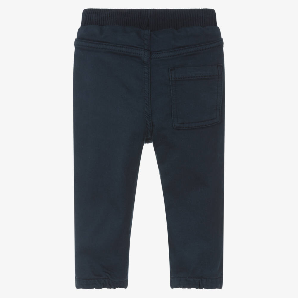 Mayoral-Boys Navy Blue Cotton Cuffed Trousers | Childrensalon Outlet