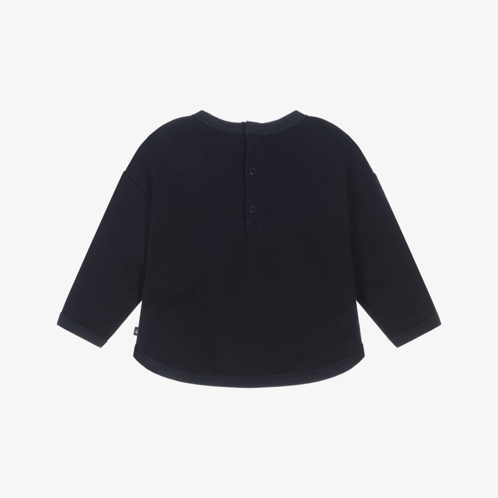 Petit Bateau-Boys Navy Blue Cotton Elephant Sweatshirt | Childrensalon Outlet