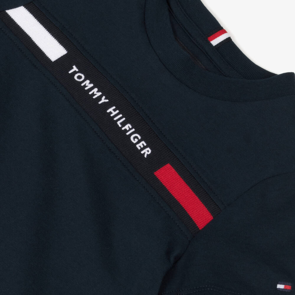 Tommy Hilfiger-Boys Navy Blue Cotton Flag Logo T-Shirt | Childrensalon Outlet