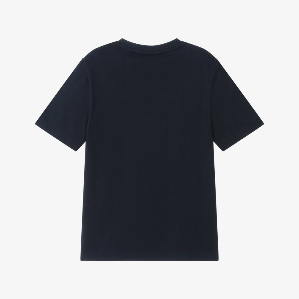 BOSS-Boys Navy Blue Cotton Graphic Logo T-Shirt | Childrensalon Outlet
