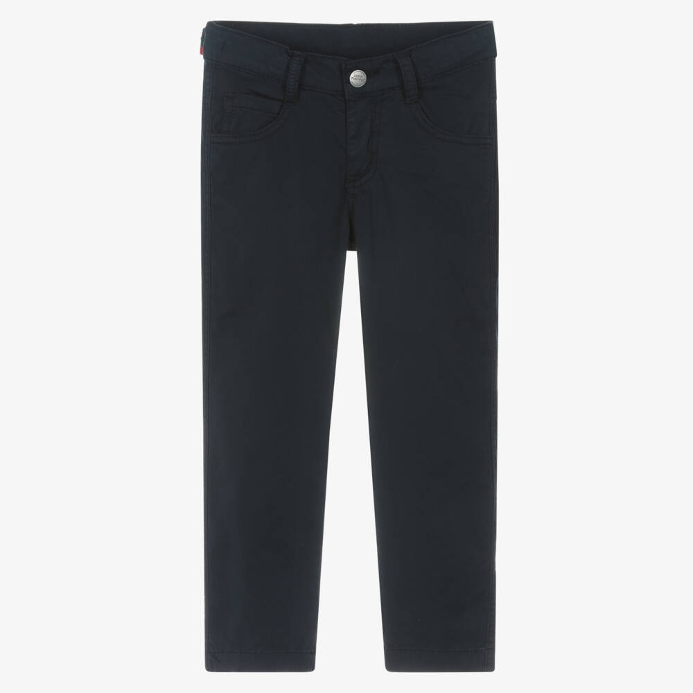 Lapin House-Boys Navy Blue Cotton Jeans with Webbed Belt | Childrensalon Outlet