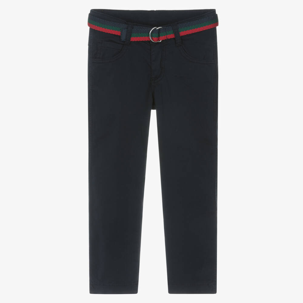 Lapin House-Boys Navy Blue Cotton Jeans with Webbed Belt | Childrensalon Outlet