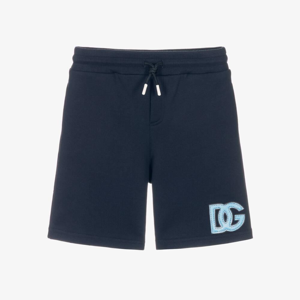 Dolce & Gabbana-Boys Navy Blue Cotton Jersey DG Logo Shorts | Childrensalon Outlet