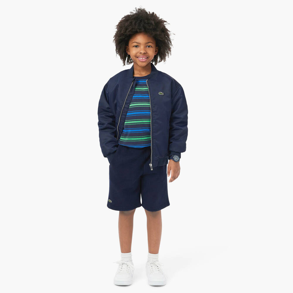 Lacoste-Boys Navy Blue Cotton Jersey Shorts | Childrensalon Outlet