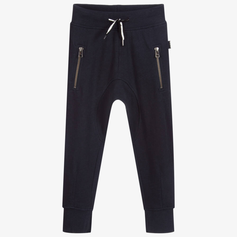 Molo-Boys Navy Blue Cotton Joggers | Childrensalon Outlet